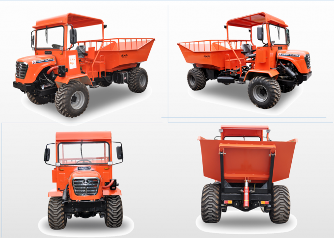 Mini caminhão basculante articulado da movimentação de quatro rodas para a agricultura na plantação da palma de óleo 5